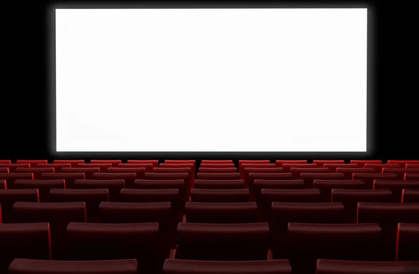 Cinema auditorium with white screen