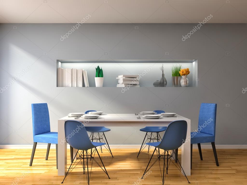 Kok I Bla Och Brun Golv 3d Illustration Stockfotografi