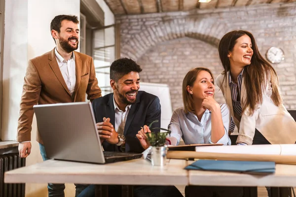 Team Progetto Aziendale Che Lavora Insieme Nella Sala Riunioni Dell — Foto Stock