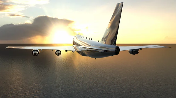 Vliegtuig over zee — Stockfoto