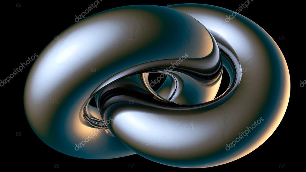 Logo concept made with dual chrome torus rendered in 3d with clipping path