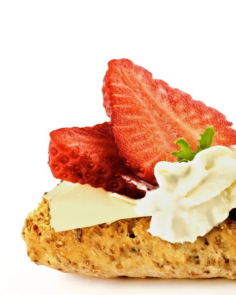 Cottage Cheese and Strawberry Sandwich — Stock Photo, Image