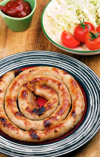 Salsiccia a spirale alla griglia — Foto Stock