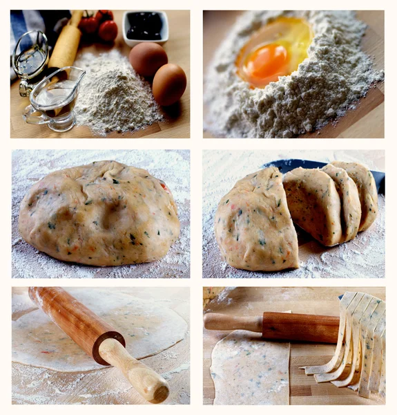 Preparazione della pasta fatta in casa Foto Stock