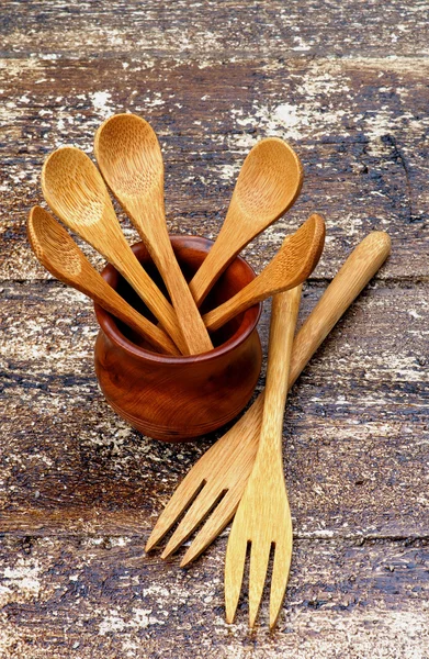 Wooden Spoons and Forks — Stock Photo, Image