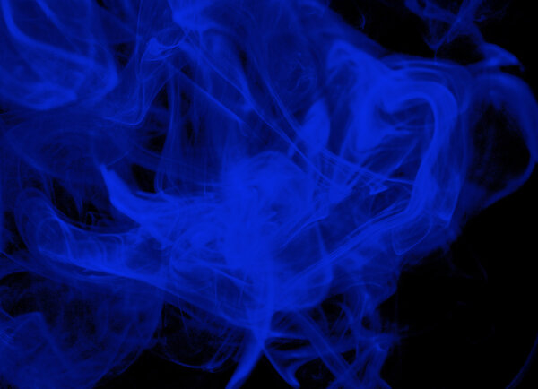 Abstract Big Blue Smoke Figures on Black background