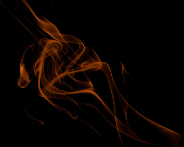 Abstract Fancy Orange Smoke Figures on Black background