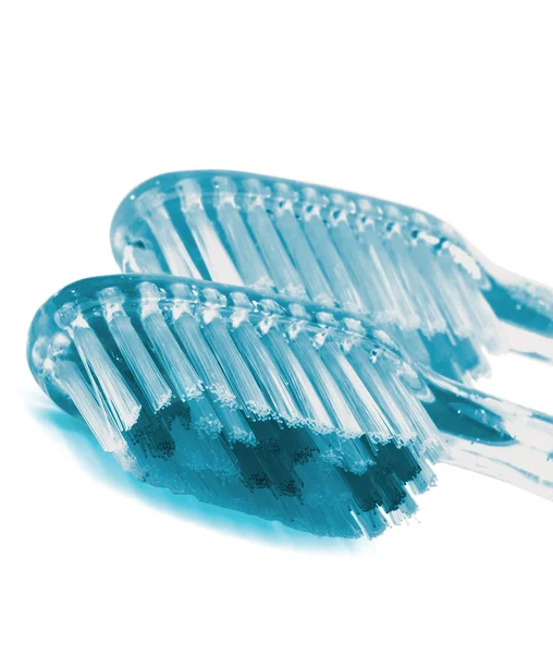 Duas escovas de dentes transparentes — Fotografia de Stock