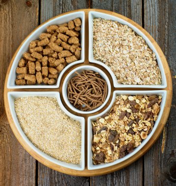 müsli, yulaf gevreği ve kepek