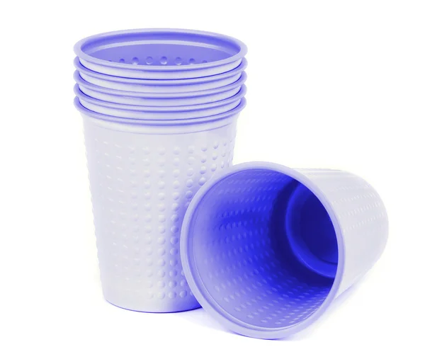 Copas de plástico púrpura — Foto de Stock
