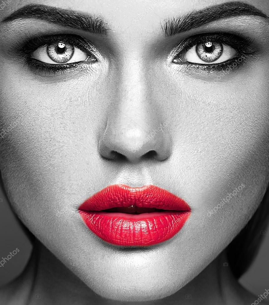 Black And White Photography With Red Lips