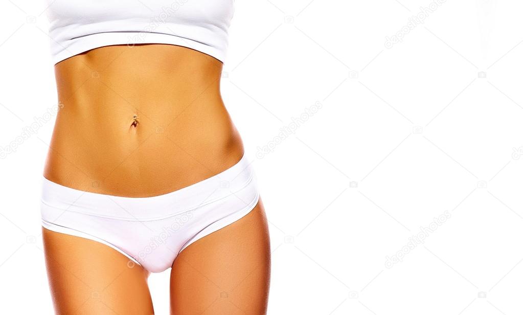 Perfect sensual sport girl female body in white  lingerie