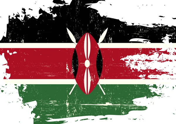 Kenia arañó la bandera — Vector de stock