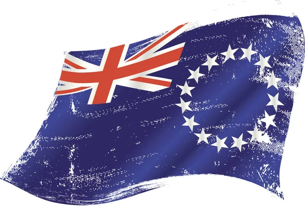 Cook Islands Grunge Waving Flag Grunge Flag Cook Islands Wind — Stock Vector