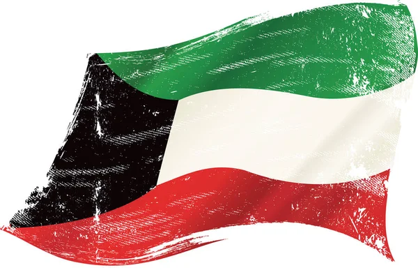 Grunge Kuwaití Ondeando Bandera Una Bandera Grunge Kuwait Viento Para — Archivo Imágenes Vectoriales