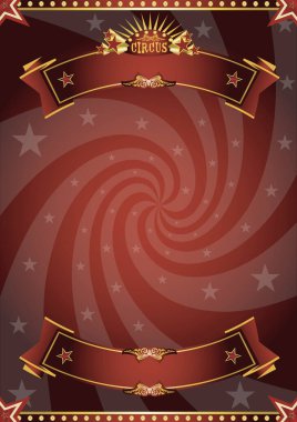 Mesajında girdap olan bir posterin kırmızı sirk arka planı. !