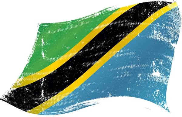 Tanzania Vlag Wind Met Een Textuur — Stockvector