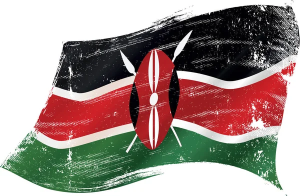 Egy Kenyai Zászló Szélben Textúrával — Stock Vector