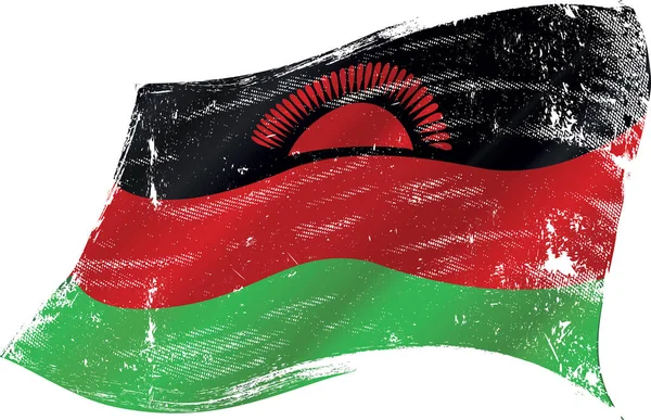 Malawiaanse Vlag Wind Met Een Textuur — Stockvector