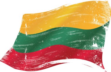 flag of Lithuania in the wind with a texture