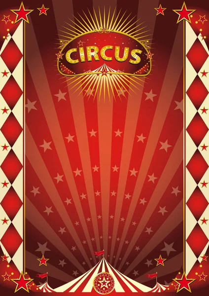 Circus red and gold rhombus poster — Stock Vector