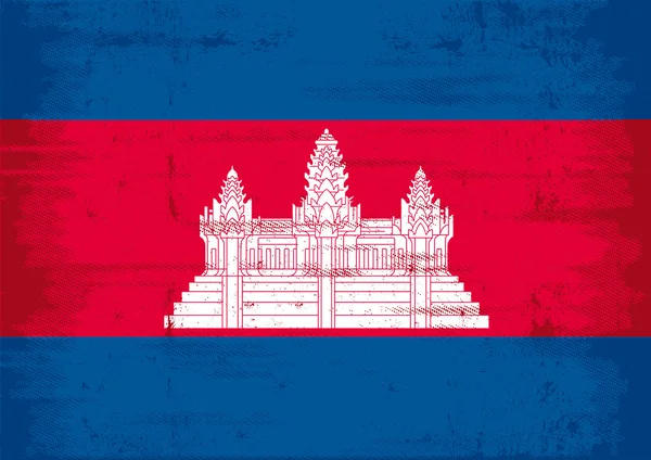 Bandera grunge de Camboya — Vector de stock