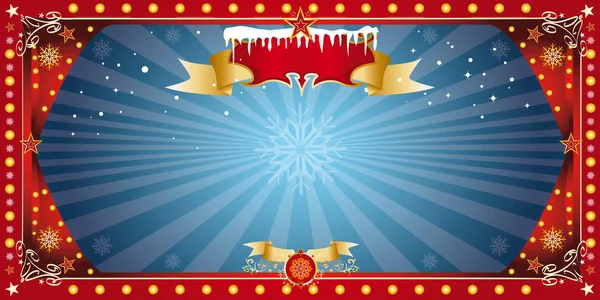 クリスマス水平の青いカード — ストックベクタ