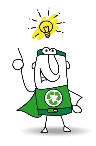 Buena idea Super héroe de reciclaje — Archivo Imágenes Vectoriales