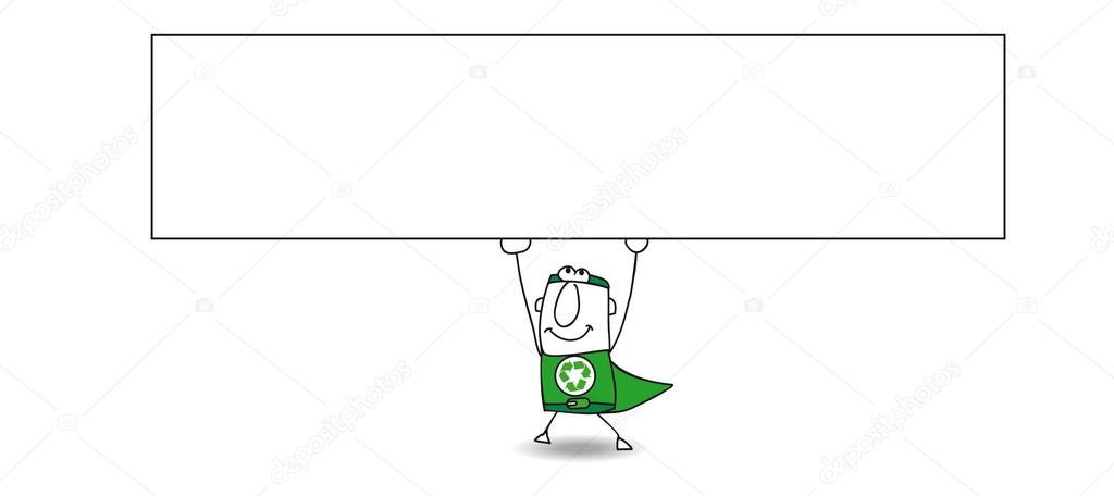 Super Recycling man and  banner