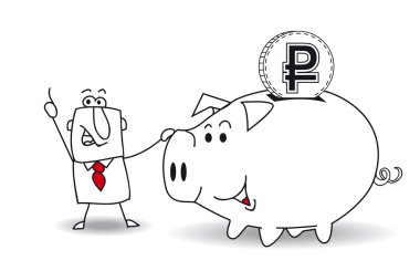 Piggy bank and ruble clipart