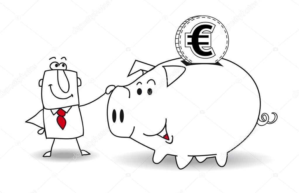 Piggy bank and euro