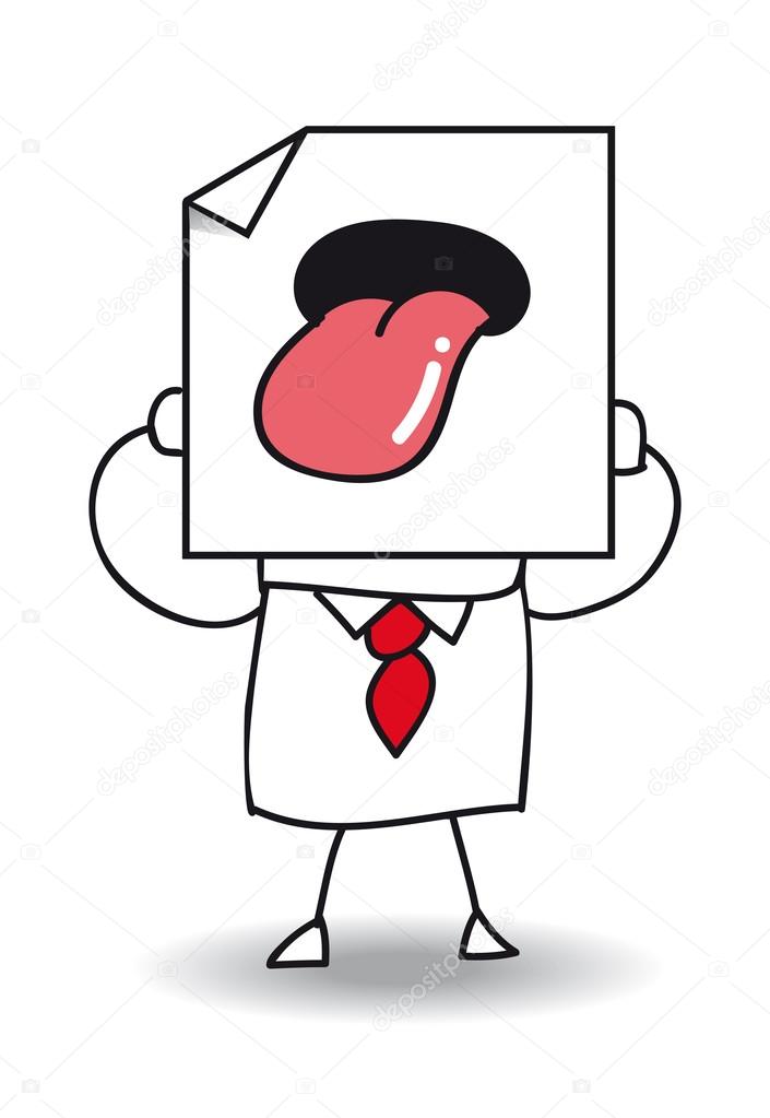 Businessman holds The tongue