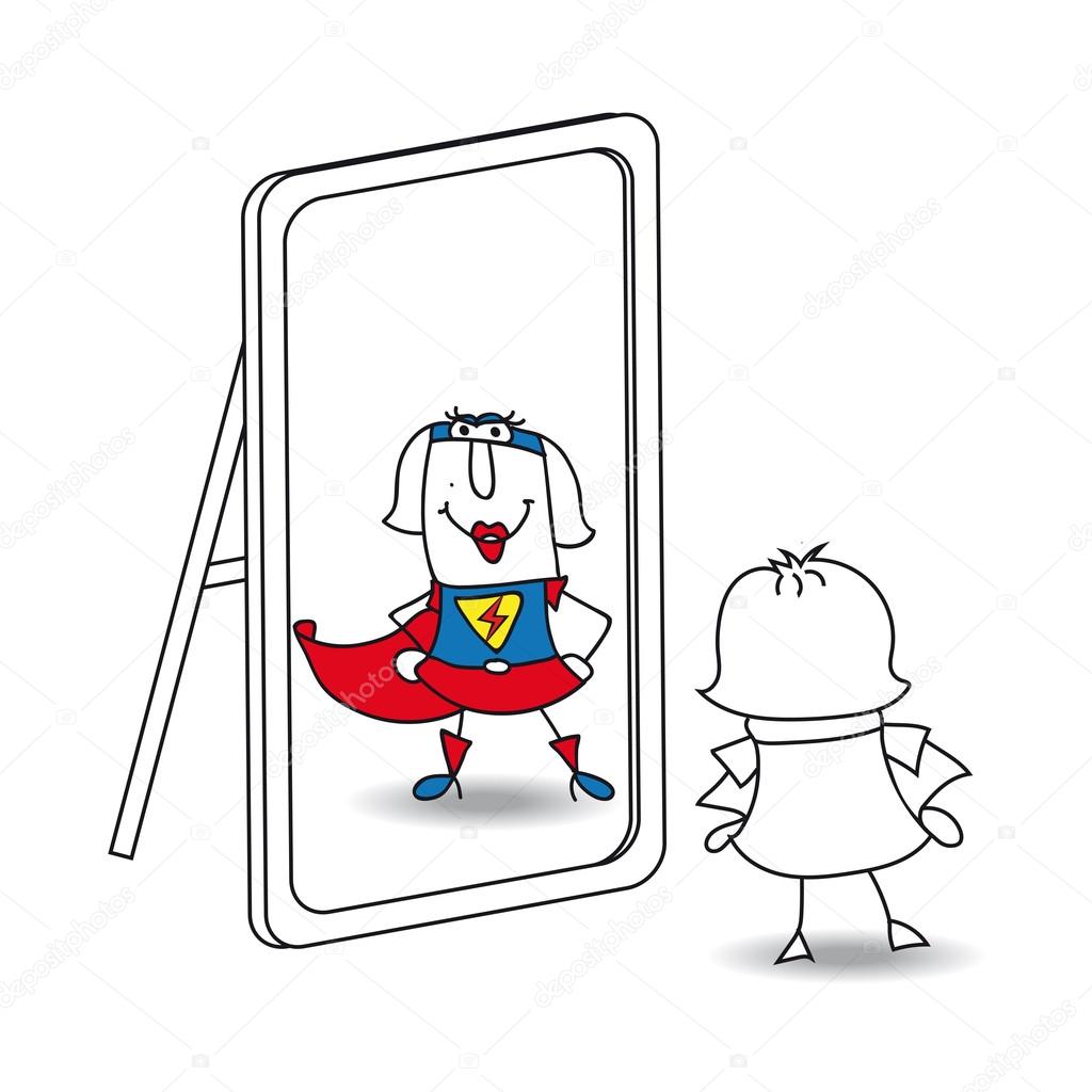 Super girl looks in the mirror Stock Vector Image by ©tintin75 #66344341