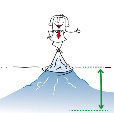 Businesswoman is on the top of the iceberg. clipart
