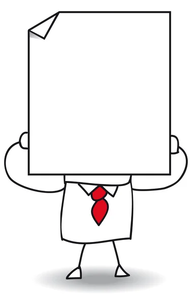 Uomo d'affari con foglio di carta bianco — Vettoriale Stock
