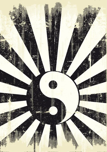 Grunge yin yang bandera — Archivo Imágenes Vectoriales