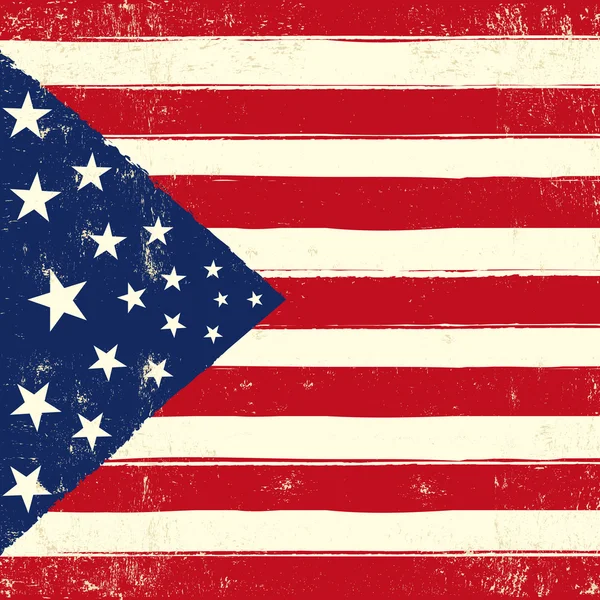 Amerikaanse retro vierkante grunge vlag — Stockvector