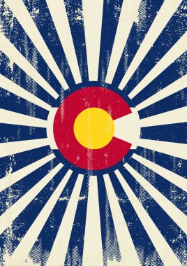 Colorado retro sunbeams clipart
