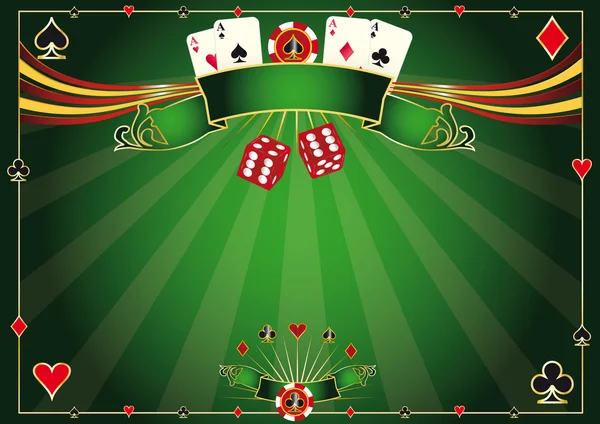 水平方向の緑のカジノの背景 — ストックベクタ