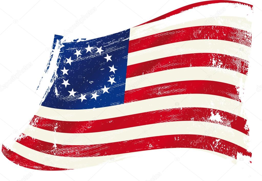 Download Betsy Ross flag grunge — Stock Vector © tintin75 #76053279