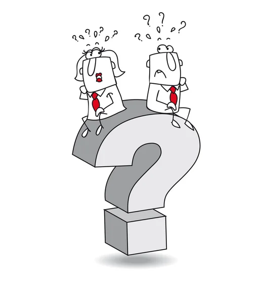 Business couple  on a question mark. — Stok Vektör