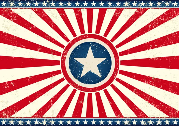 Rayons solaires américains étoile drapeau horizontal — Image vectorielle