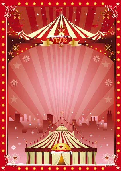 Poster Kerstmis circus city Toon — Stockvector