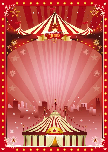 Cartel de Navidad circo ciudad espectáculo — Vector de stock