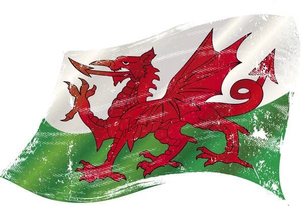 Welsh grunge zwaaien vlag — Stockvector