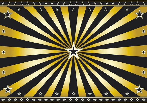 Gold und schwarze Retro-Sonnenstrahlen Hintergrund — Stockvektor