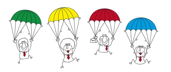 Paratrooper business team — Stockvector