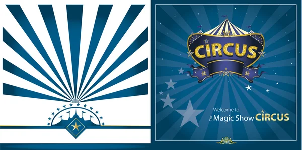 Circo Biglietto di auguri blu — Vettoriale Stock