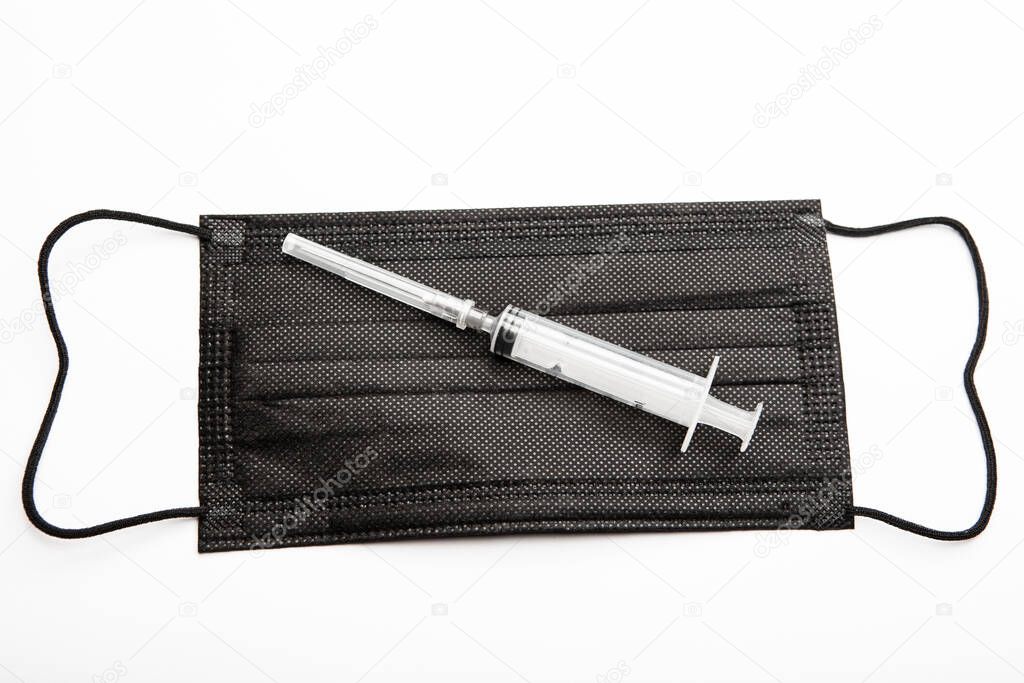 image of mask syringe white background 