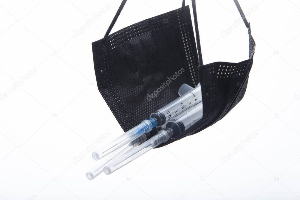 image of mask syringe white background 